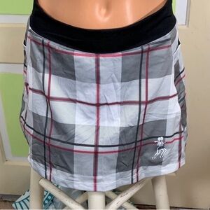 Runningskirts A line athletic skirt with pockets gray plaid red & black small
